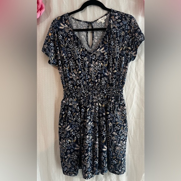 Nine Britton Blue and White Smocked romper - Picture 1 of 3